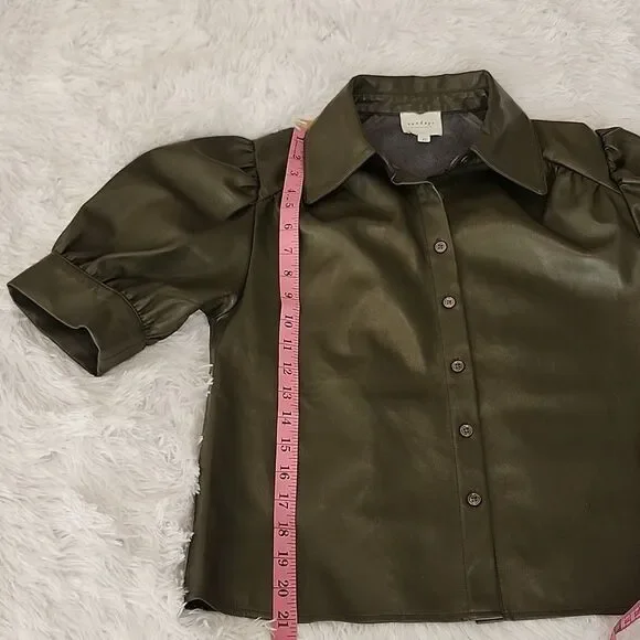 Sundays Gael Faux Leather Boho Chic Top Size XS Mob Wife New No Tags - Picture 7 of 7